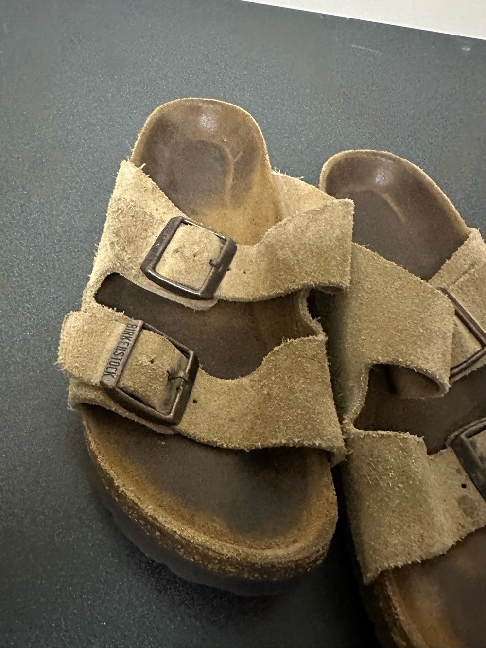 Birkenstock Suede Two-Strap Sandals in Tan - Picture 5 of 9